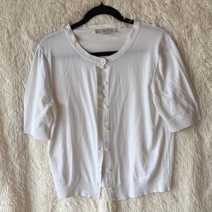 LOFT White Button-Up Cardigan